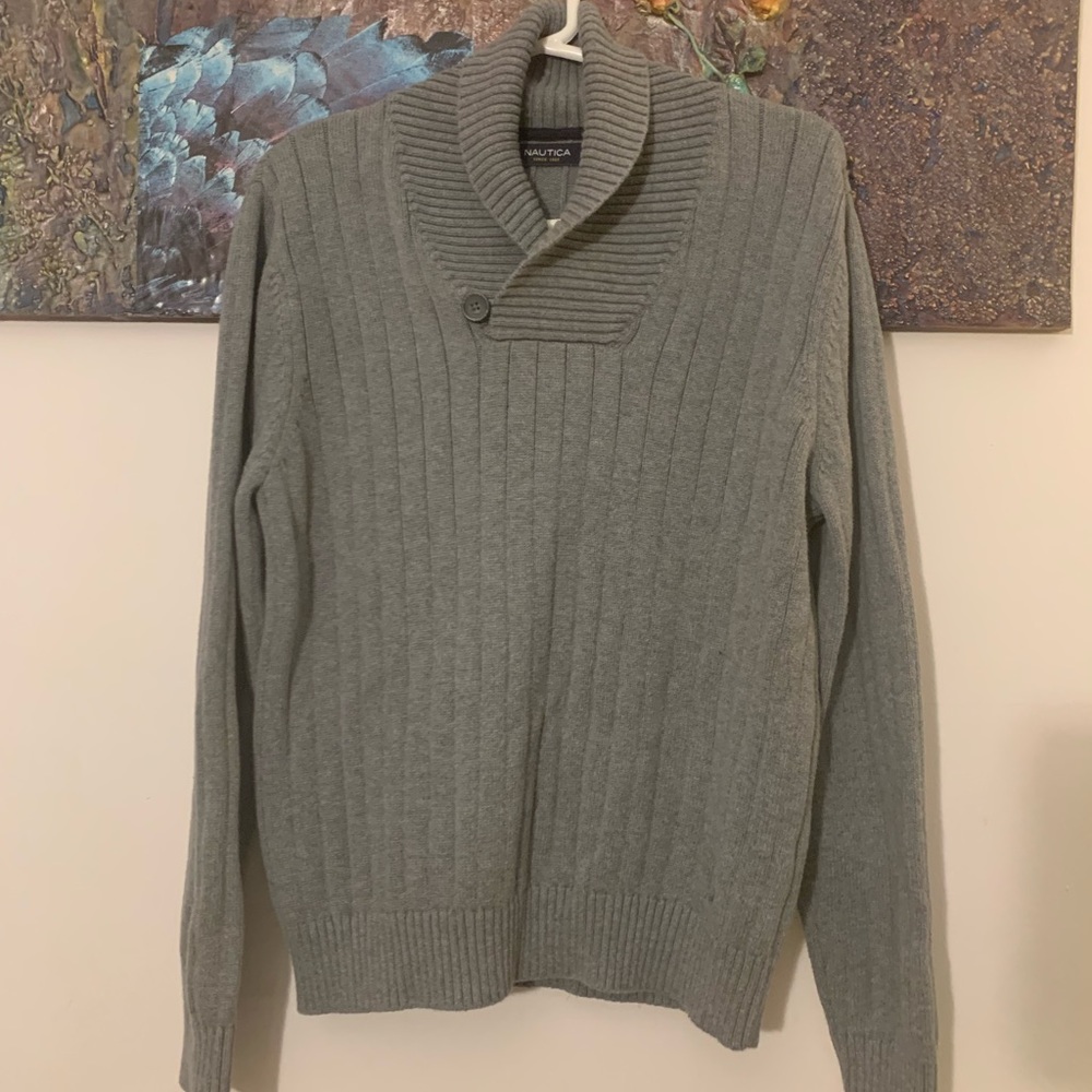 Nautica Mens Size Medium Shawl Collar Pullover Long Sleeve.